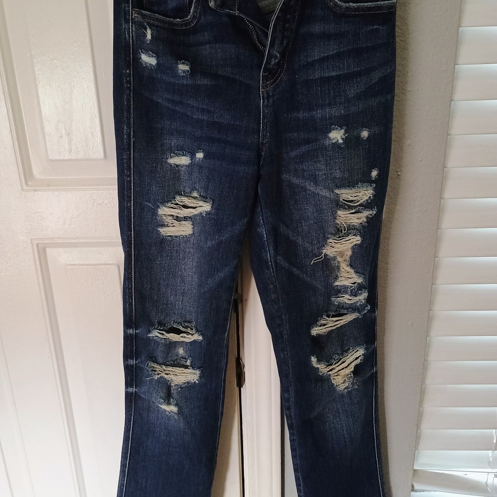 Flying Monkey Dark Blue Distressed Ankle Jeans